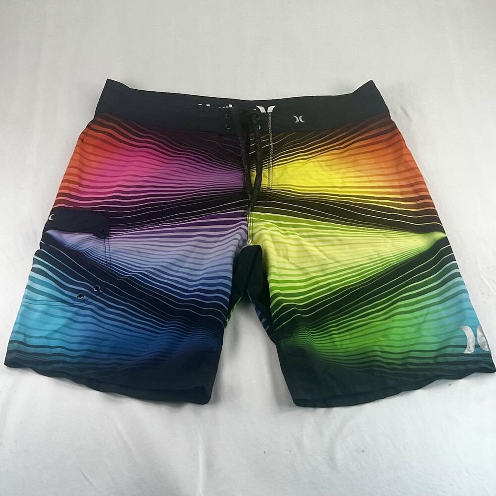 Hurley Phantom Board Shorts Mens 36 Multicolor Rainbow Surf Swim Stretch Beach